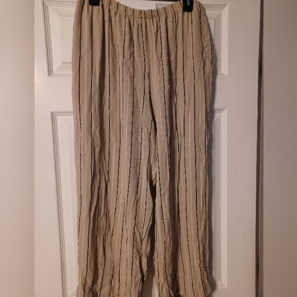 Striped khaki linen pants